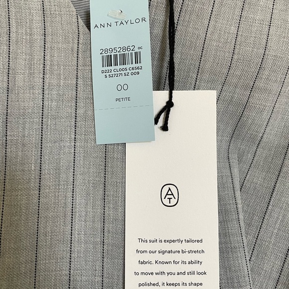 Ann Taylor pinstripe stripe bi-stretch sheath midi office dress 00P - Picture 5 of 6